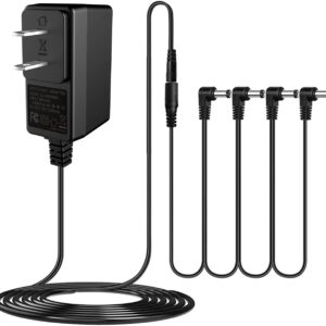 JOYO USA DC 9V Guitar Pedal Power Supply (800mA -1A) AC Wall Charger Adapter with 4 Way Daisy Chain Pedal Cables (8.8 FT)