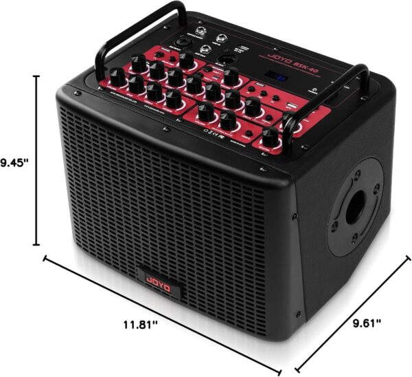 JOYO 40 Watt Acoustic Combo Amplifier Rechargeable Guitar & Vocal Two Channels Guitar Amp with Drum Machine Reverb Chorus Delay Effects and Bluetooth XLR & Aux-in (BSK-40) - Image 11