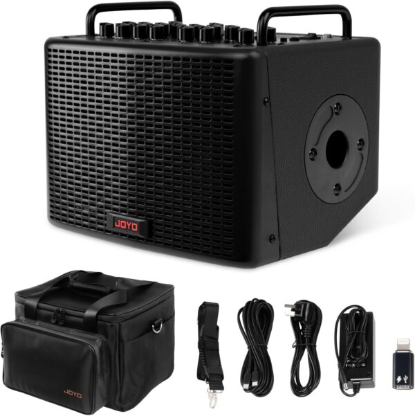 JOYO 40 Watt Acoustic Combo Amplifier Rechargeable Guitar & Vocal Two Channels Guitar Amp with Drum Machine Reverb Chorus Delay Effects and Bluetooth XLR & Aux-in (BSK-40) - Image 10