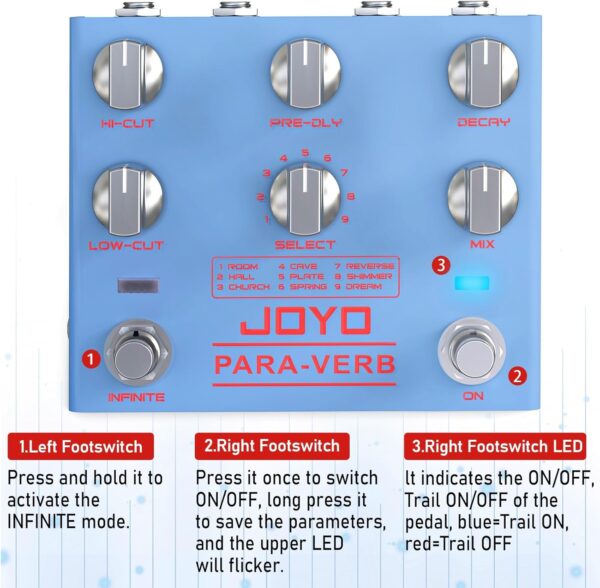 JOYO R-31 PARA-VERB Multi Reverb Guitar Effect Pedal - Image 5